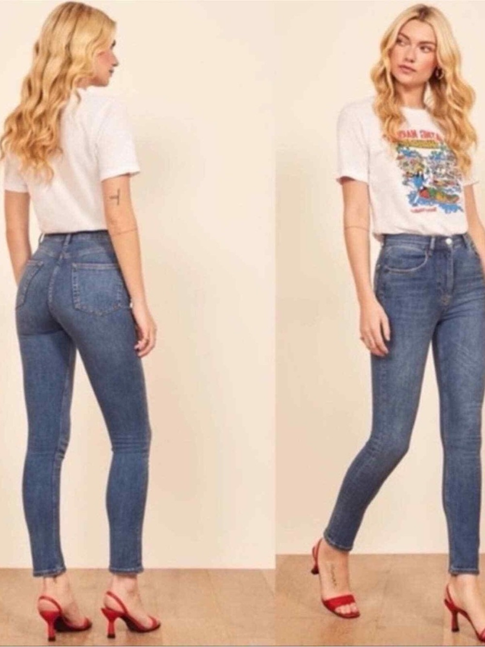 Reformation High and Skinny Jeans in Rhine Wash Size 28